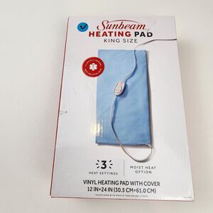 Sunbeam XL Heating Pad 12x24 for Back Neck Shoulder Pain Relief Moist Heat Blue